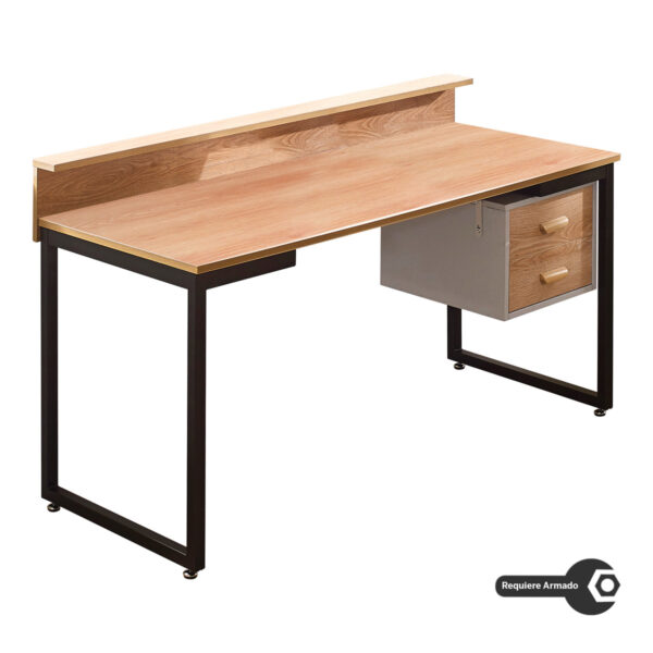 Escritorio Madera De Acacia 2 Gavetas 85x140x62cm